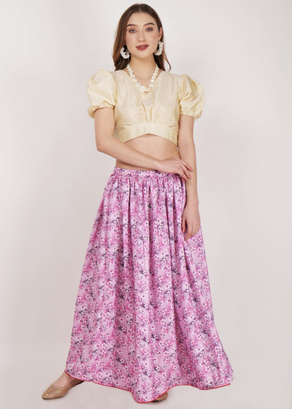 Sweet Pink Printed Skirt - Rigel Wear